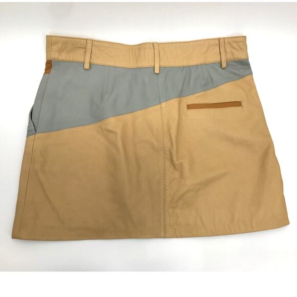 ZARA SRPLS Colorblock Leather Mini Skirt Size L - Picture 6 of 8